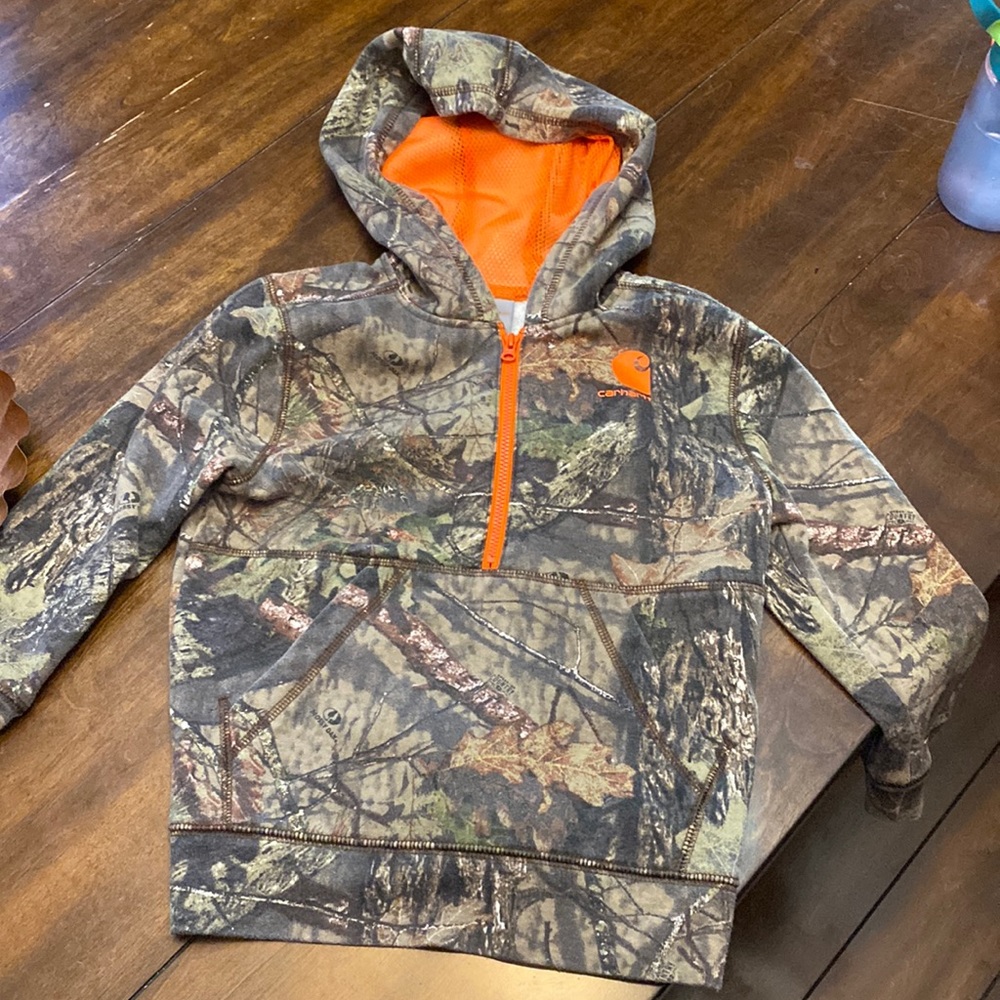 4T Carhartt camo quarter zip hoodie